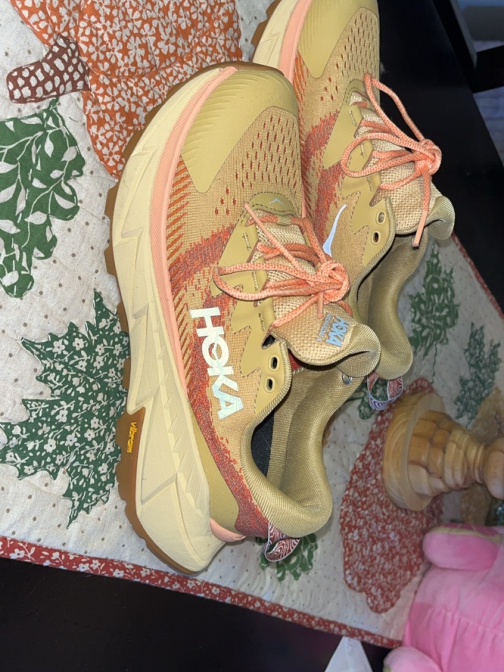 Hoka Women's Sneakers in Yellow with Coral Accents